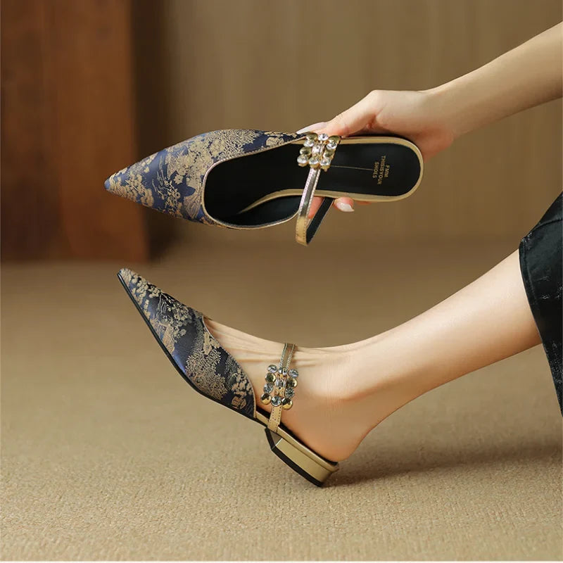 Escarpins slingback bout pointu femme - Bleu
