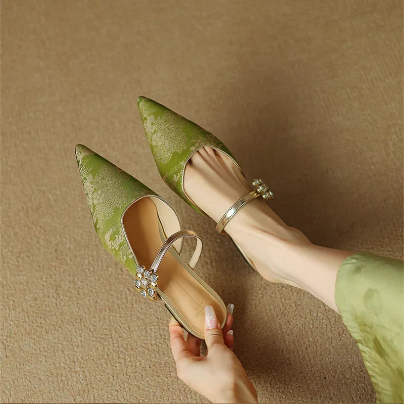 Escarpins slingback bout pointu femme - Vert