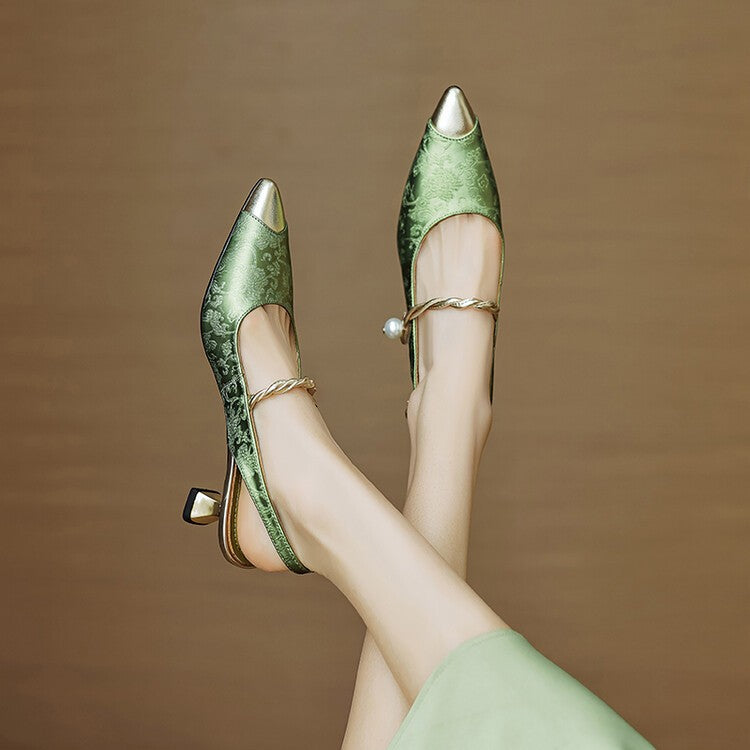Escarpins talon fin satinés femme bout pointu