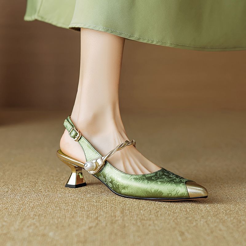 Escarpins talon fin satinés femme bout pointu