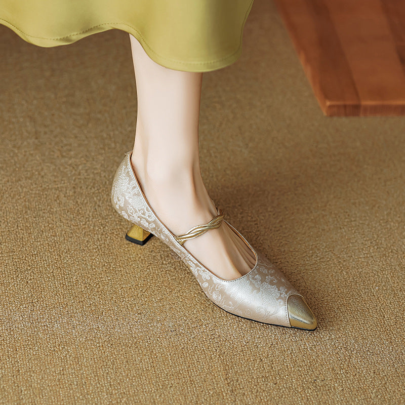 Escarpins talon fin satinés femme bout pointu