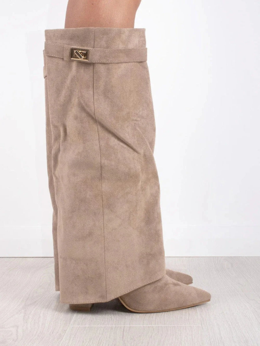 Faustine - Bottes Suède Accents Dorés