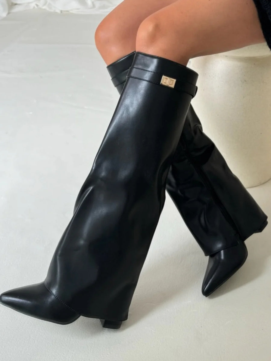 Faustine - Bottes Suède Accents Dorés