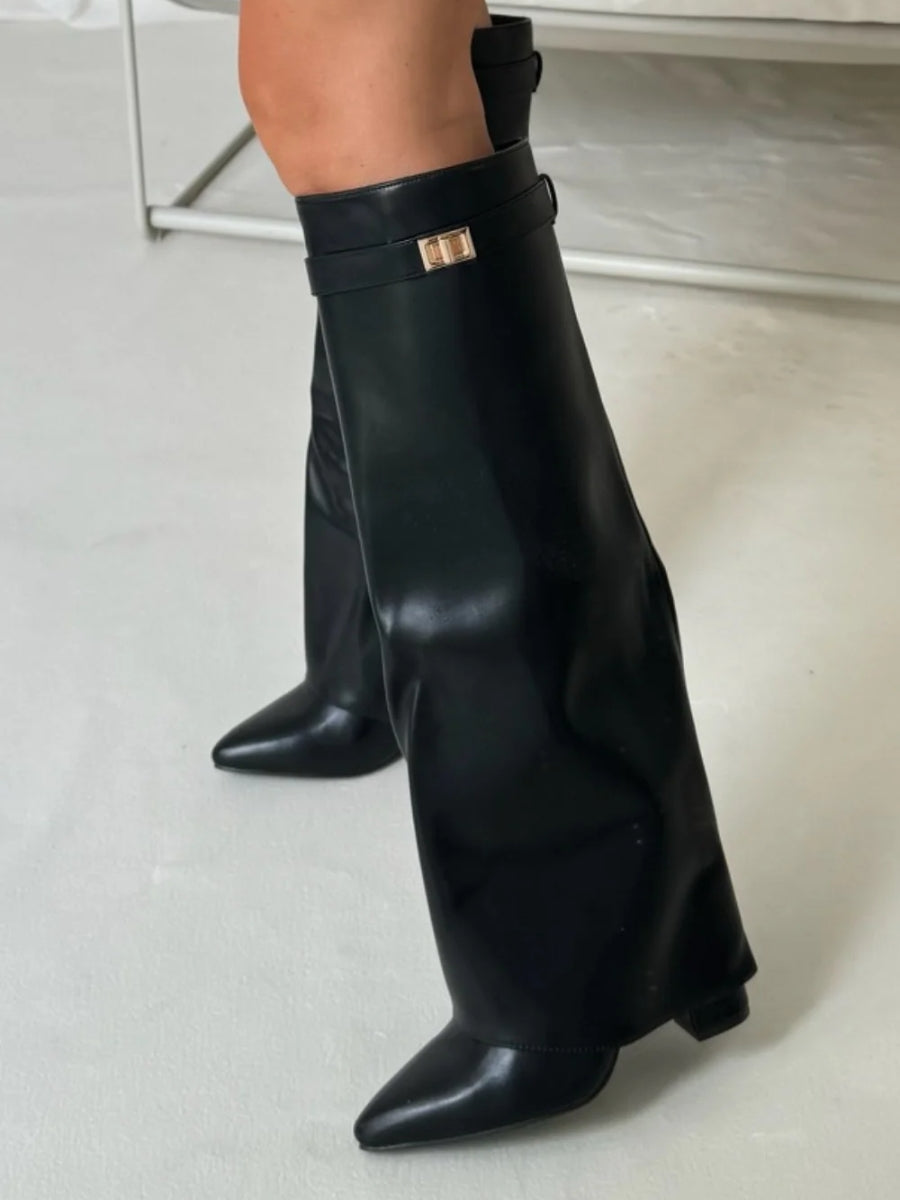 Faustine - Bottes Suède Accents Dorés