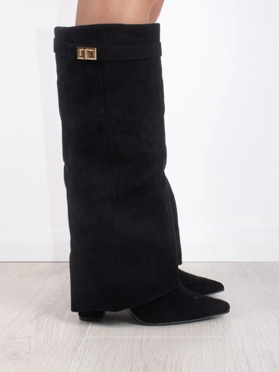 Faustine - Bottes Suède Accents Dorés