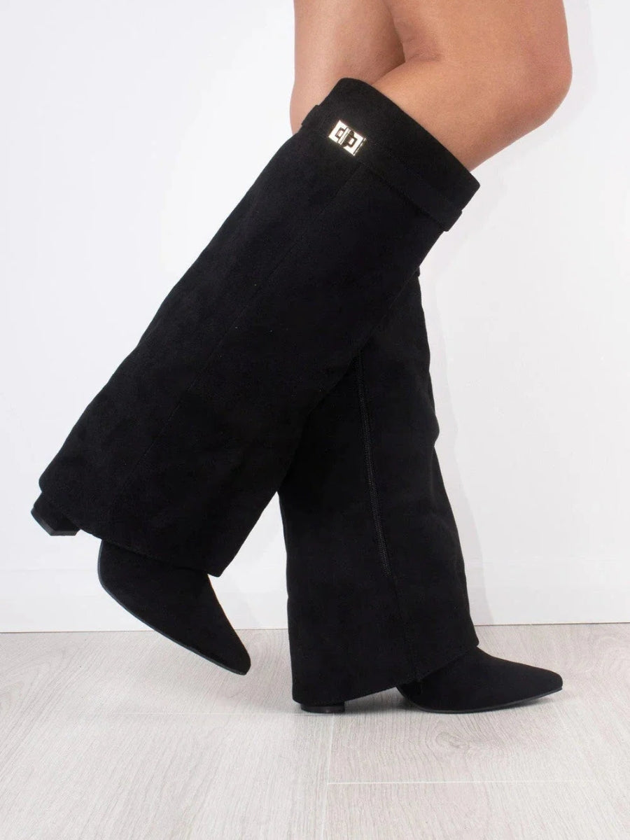 Faustine - Bottes Suède Accents Dorés