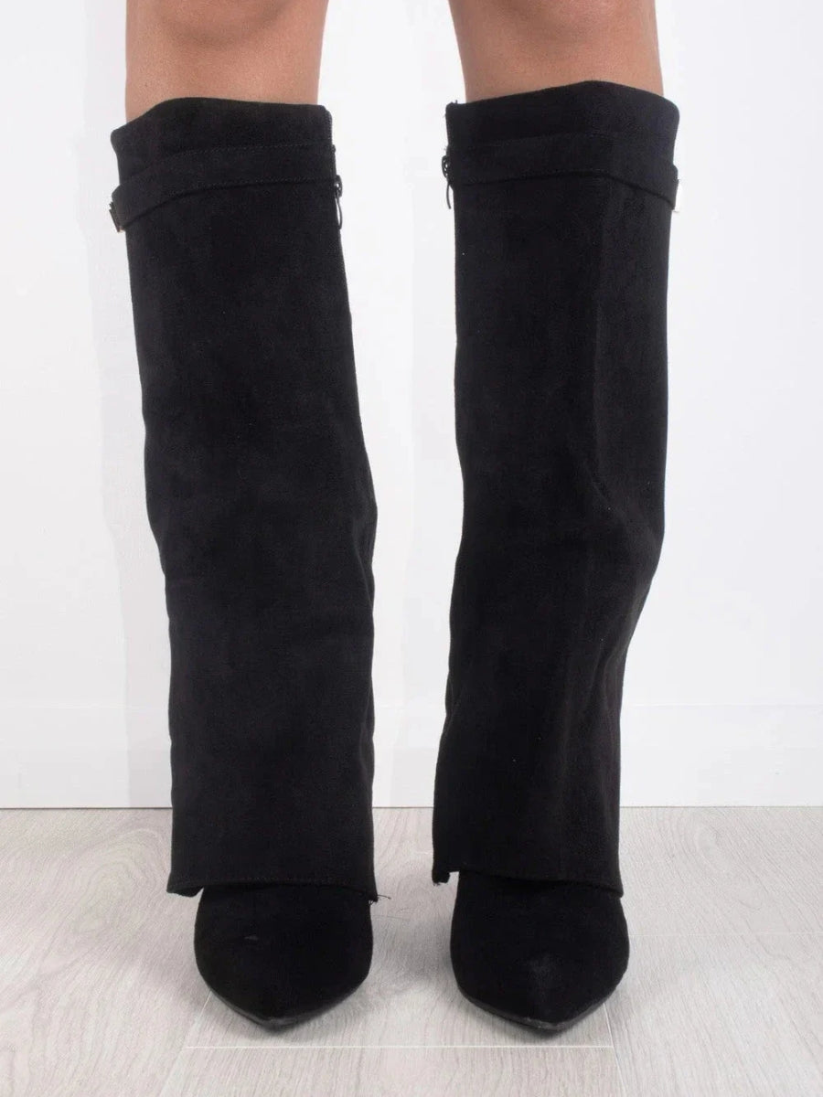 Faustine - Bottes Suède Accents Dorés