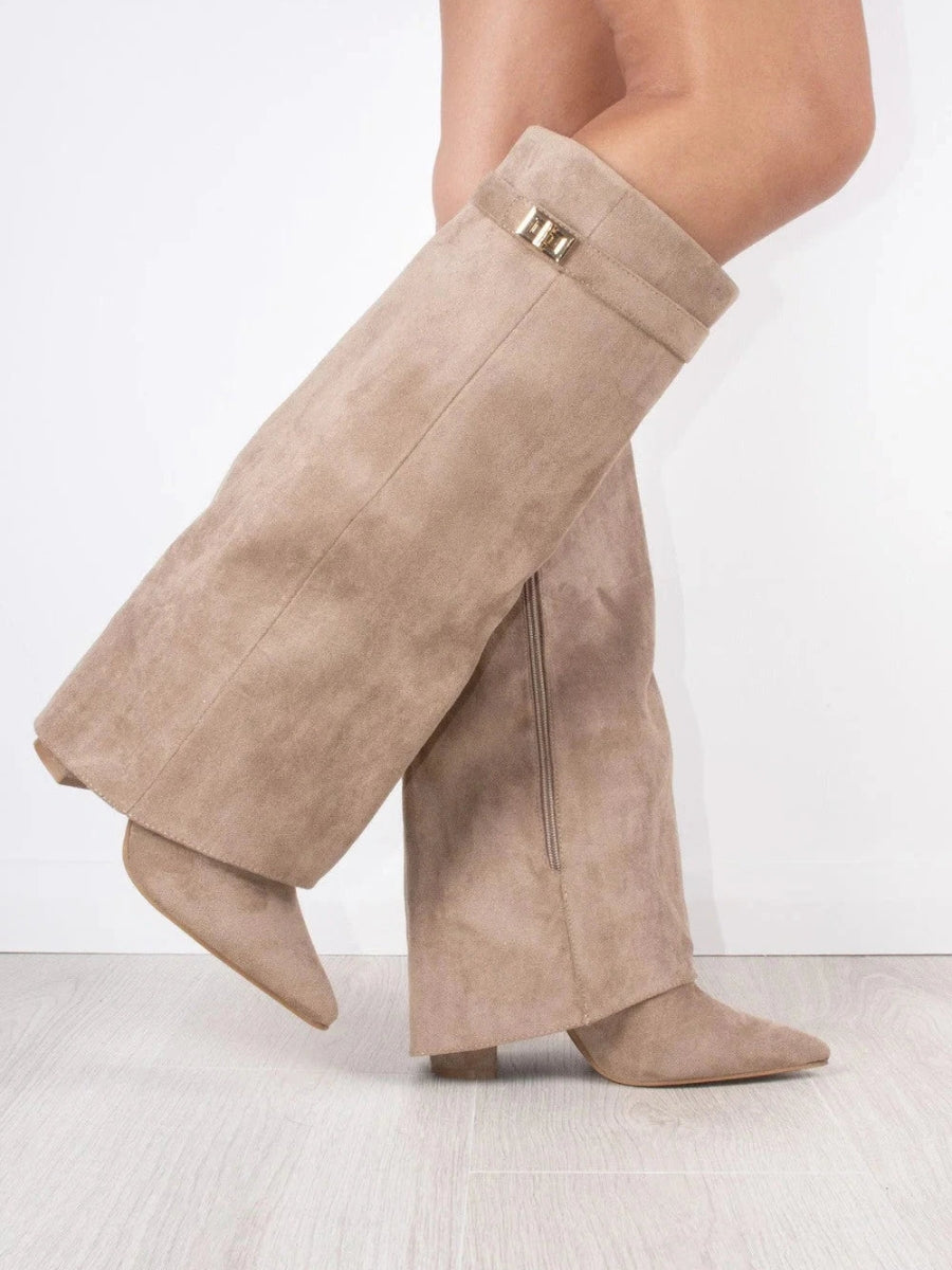 Faustine - Bottes Suède Accents Dorés