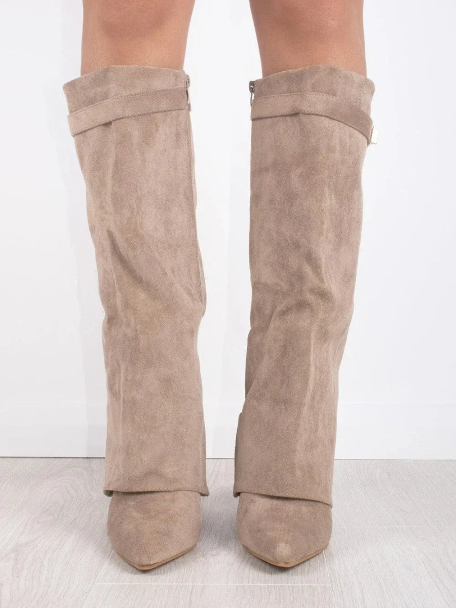 Faustine - Bottes Suède Accents Dorés