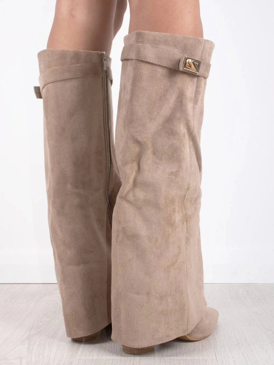 Faustine - Bottes Suède Accents Dorés