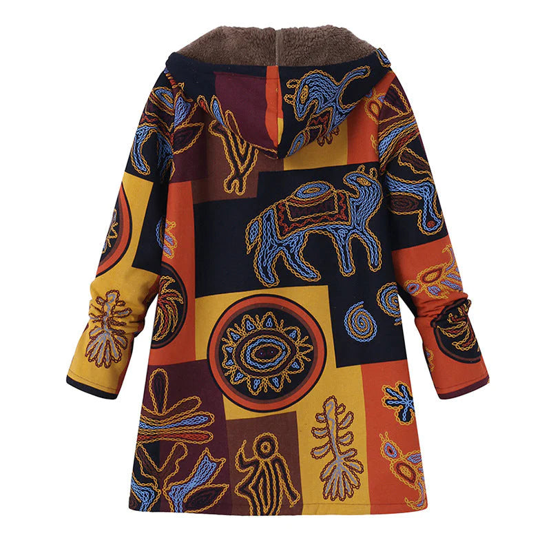 Geneviève - Manteau Fleuri Capuche Hiver