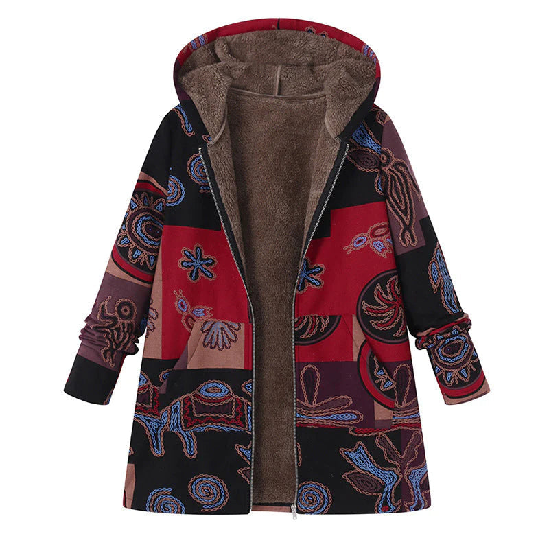 Geneviève - Manteau Fleuri Capuche Hiver