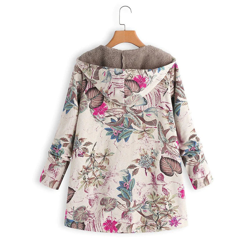 Geneviève - Manteau Fleuri Capuche Hiver