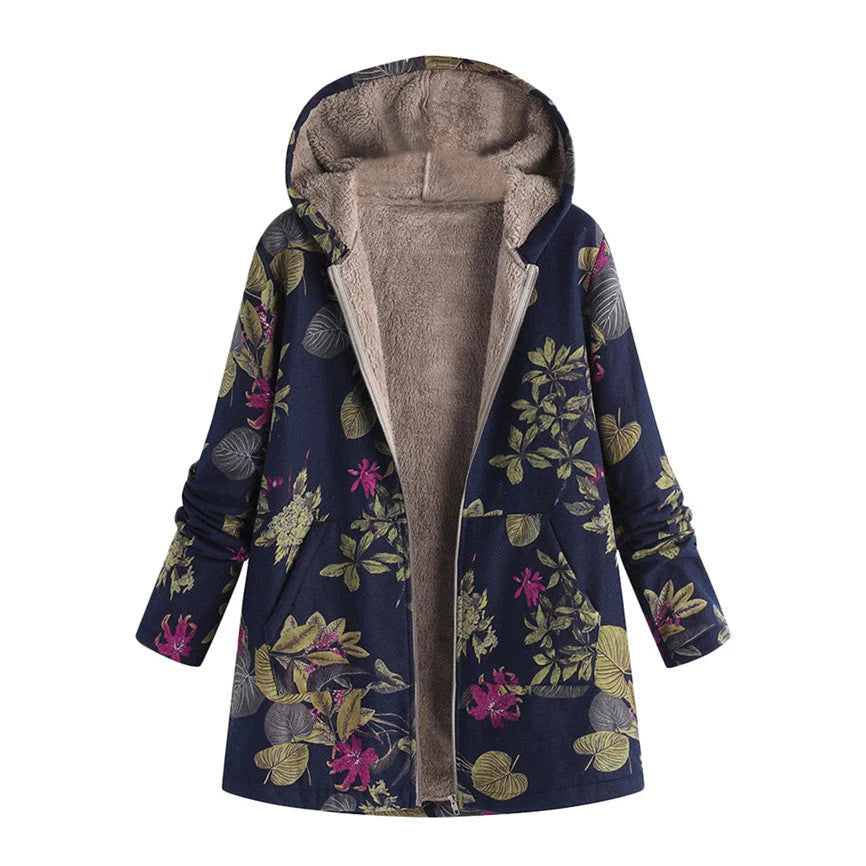 Geneviève - Manteau Fleuri Capuche Hiver