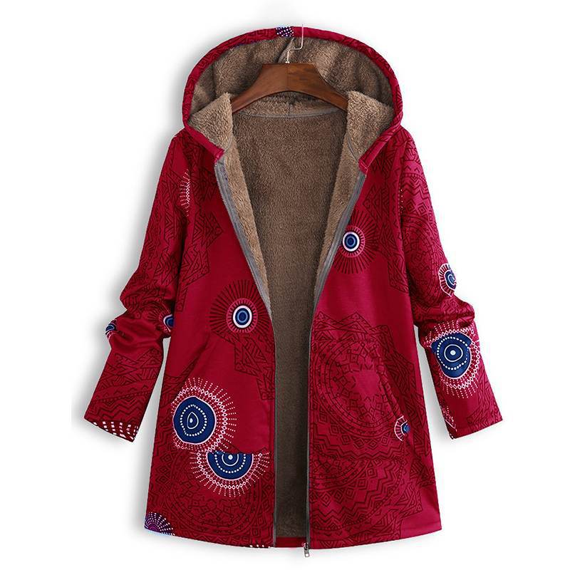 Geneviève - Manteau Fleuri Capuche Hiver