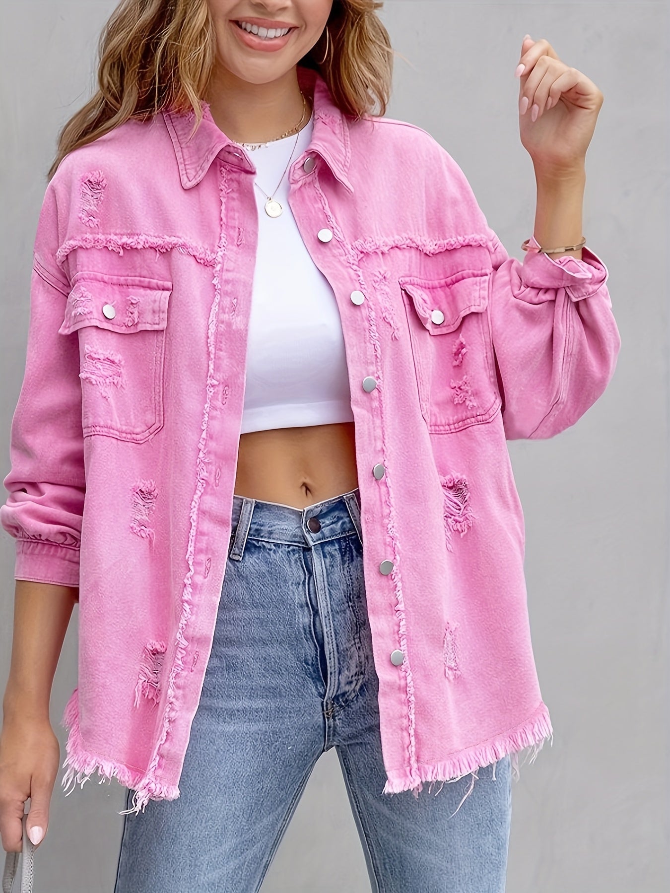 Gilet en denim sans manches femme mi-long