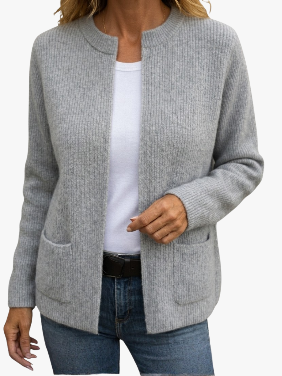 Gilet en Maille Zippé Femme Coupe Ample