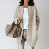 Gilet femme en laine boutonné coupe ample - Beige