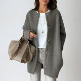 Gilet femme en laine boutonné coupe ample - Gris