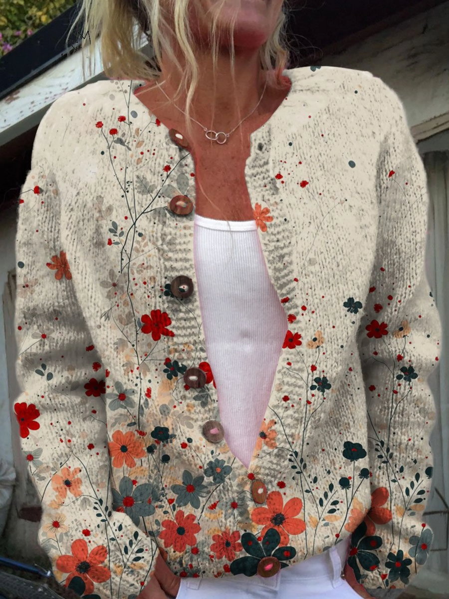 Florence - Gilet Maille Imprimé Floral