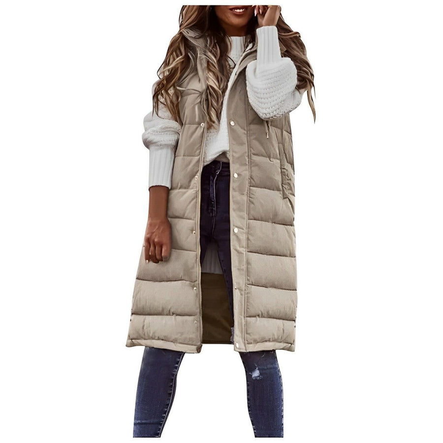 Gilet Matelassé Long Sans Manches Femme