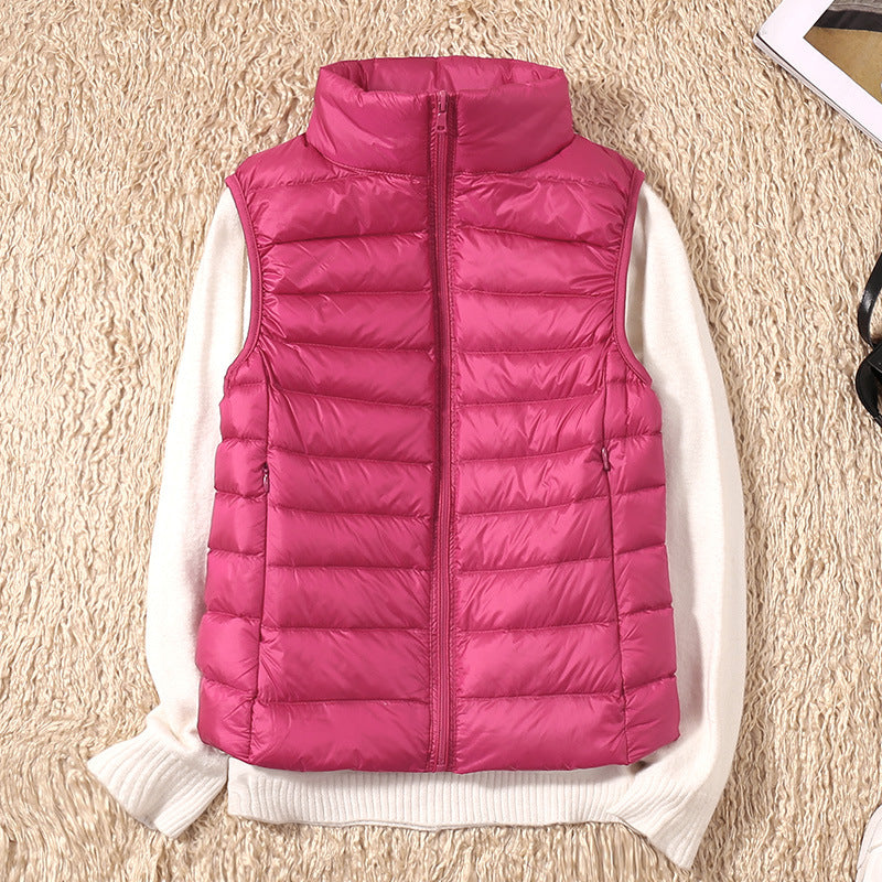 Gilet matelassé sans manches col montant femme - Rose Foncé