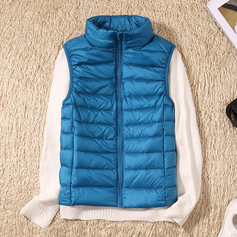 Gilet matelassé sans manches col montant femme - Bleu
