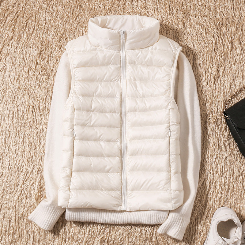 Gilet matelassé sans manches col montant femme - Blanc