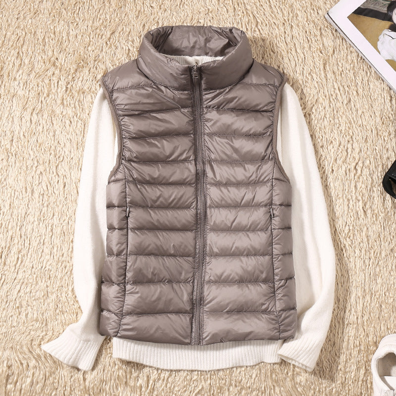 Gilet matelassé sans manches col montant femme - Kaki