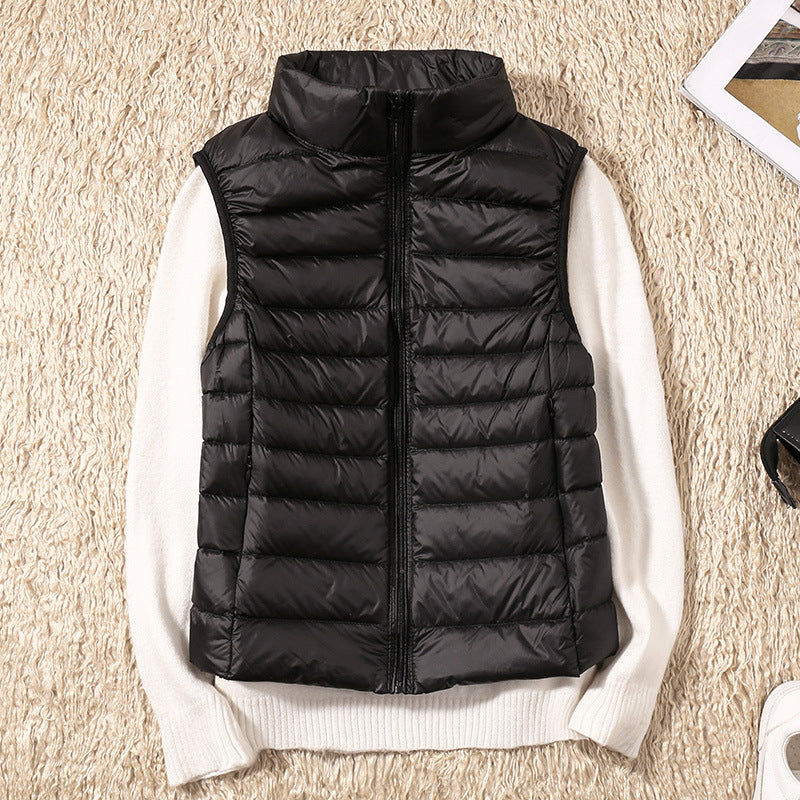 Gilet matelassé sans manches col montant femme - Noir
