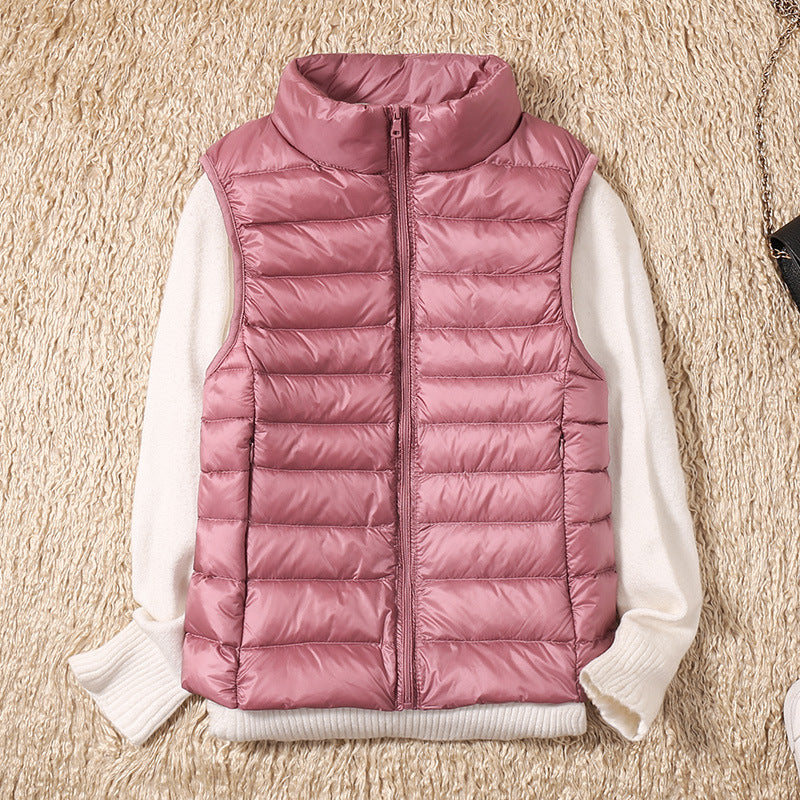 Gilet matelassé sans manches col montant femme - Rose