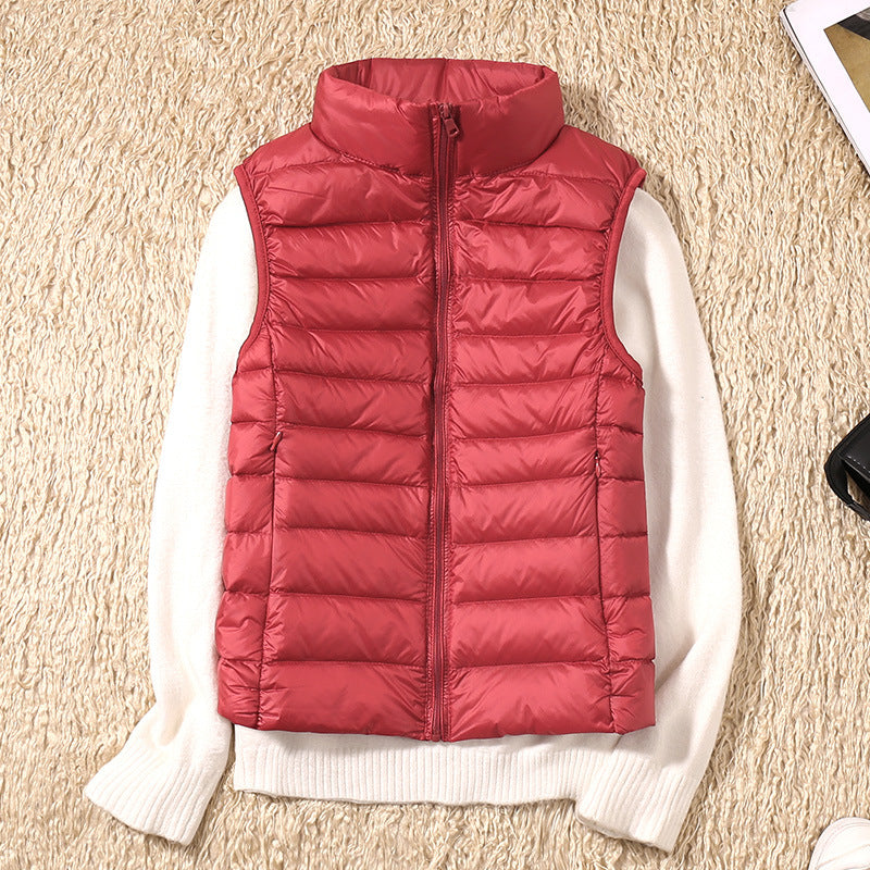 Gilet matelassé sans manches col montant femme - Rouge