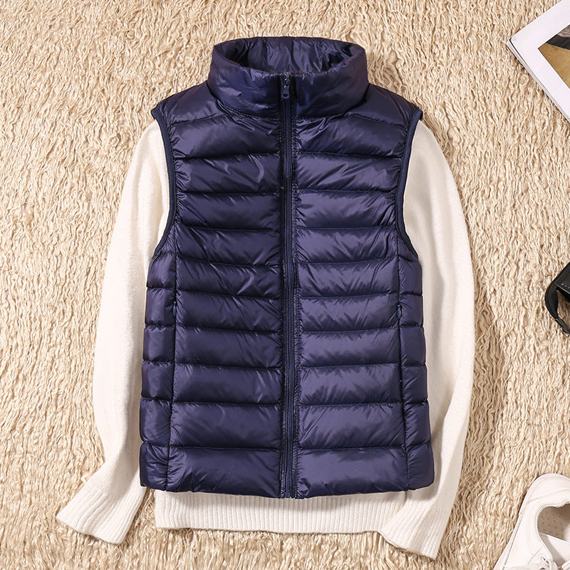 Gilet matelassé sans manches col montant femme - Bleu Marine