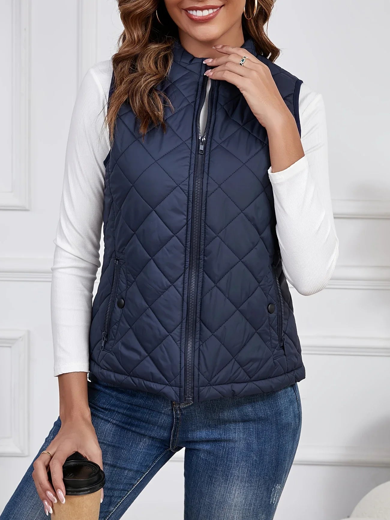Gilet matelassé sans manches femme coupe ajustée