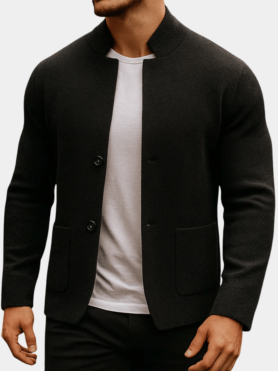 Gilet Sans Manches Homme Maille Texturée Col Mandarin