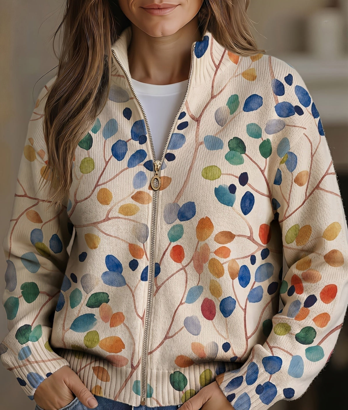 Pénélope - Gilet Zippé Maille Côtelée