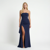 Robe maxi torsadée à épaules dénudées – Coupe décontractée, soirée, formelle pour femme