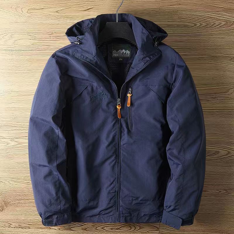 Imperméable femme à capuche amovible et doublure chaude - Bleu
