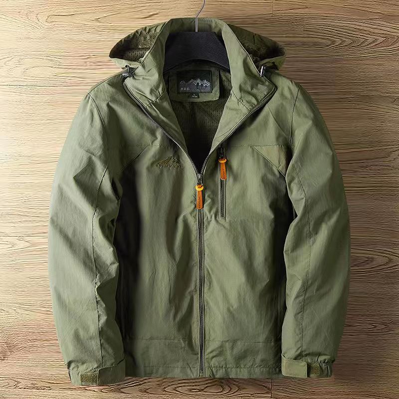 Imperméable femme à capuche amovible et doublure chaude - Vert