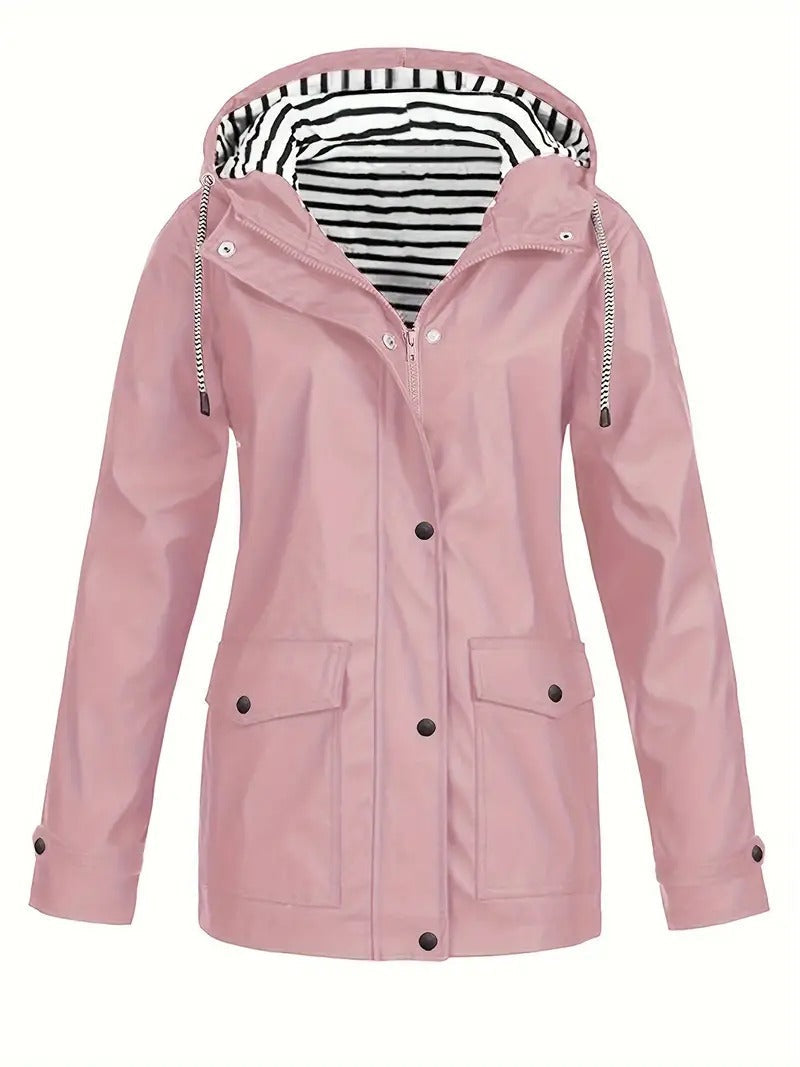 Imperméable Femme à Capuche Manches Longues Coupe Ample