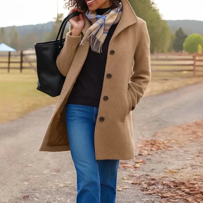 Jocelyne - Manteau Boutonné Coupe Droite