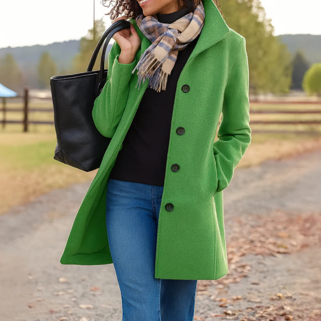 Jocelyne - Manteau Boutonné Coupe Droite