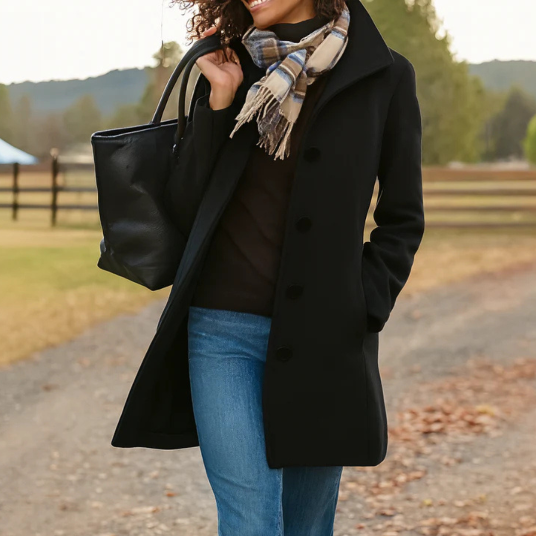 Jocelyne - Manteau Boutonné Coupe Droite