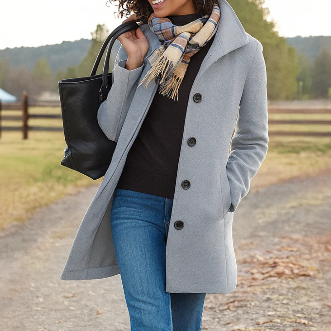 Jocelyne - Manteau Boutonné Coupe Droite