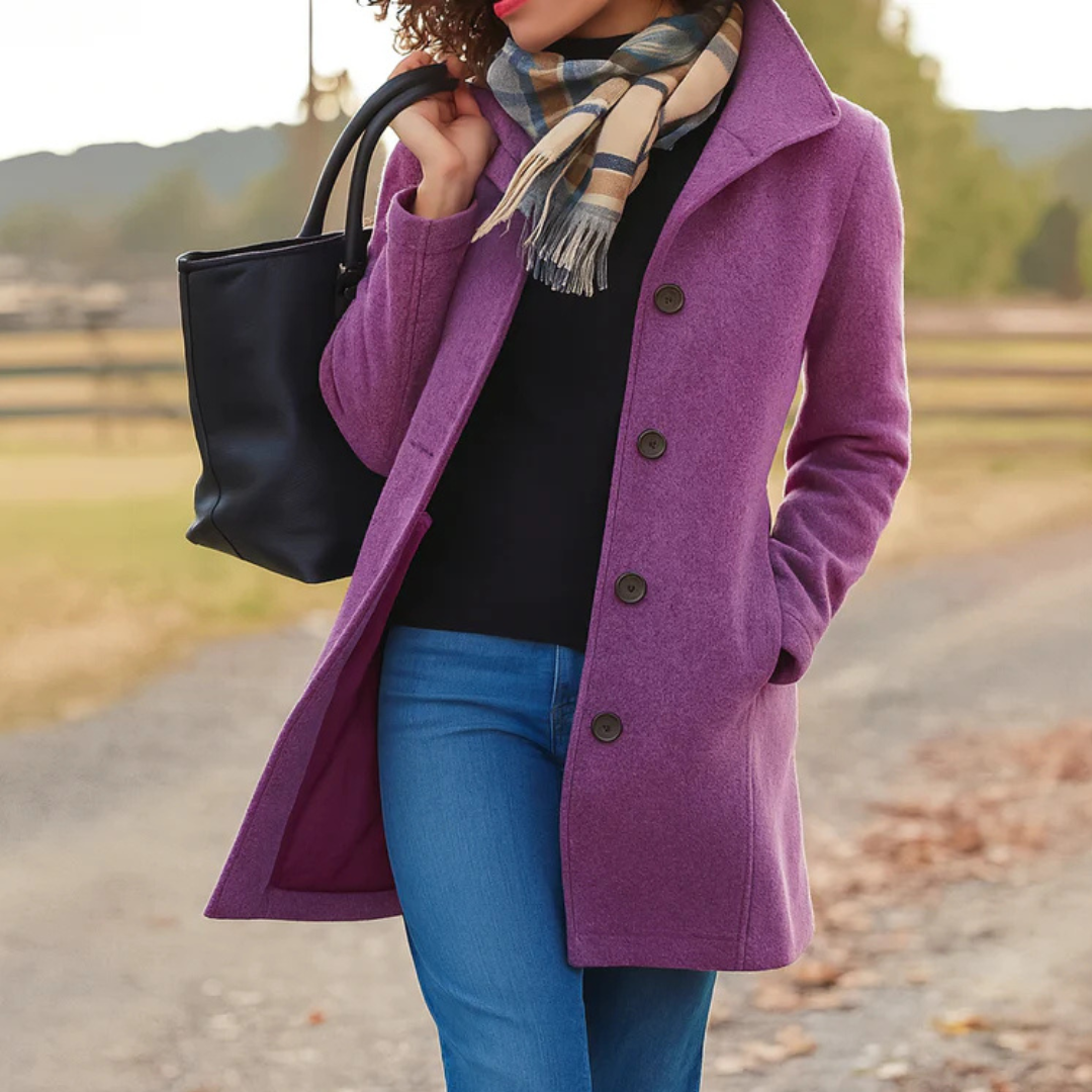 Jocelyne - Manteau Boutonné Coupe Droite