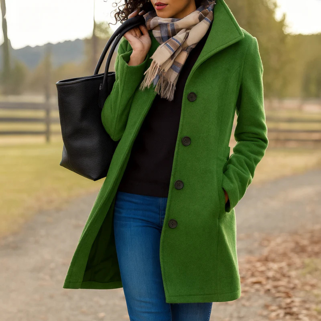 Jocelyne - Manteau Boutonné Coupe Droite