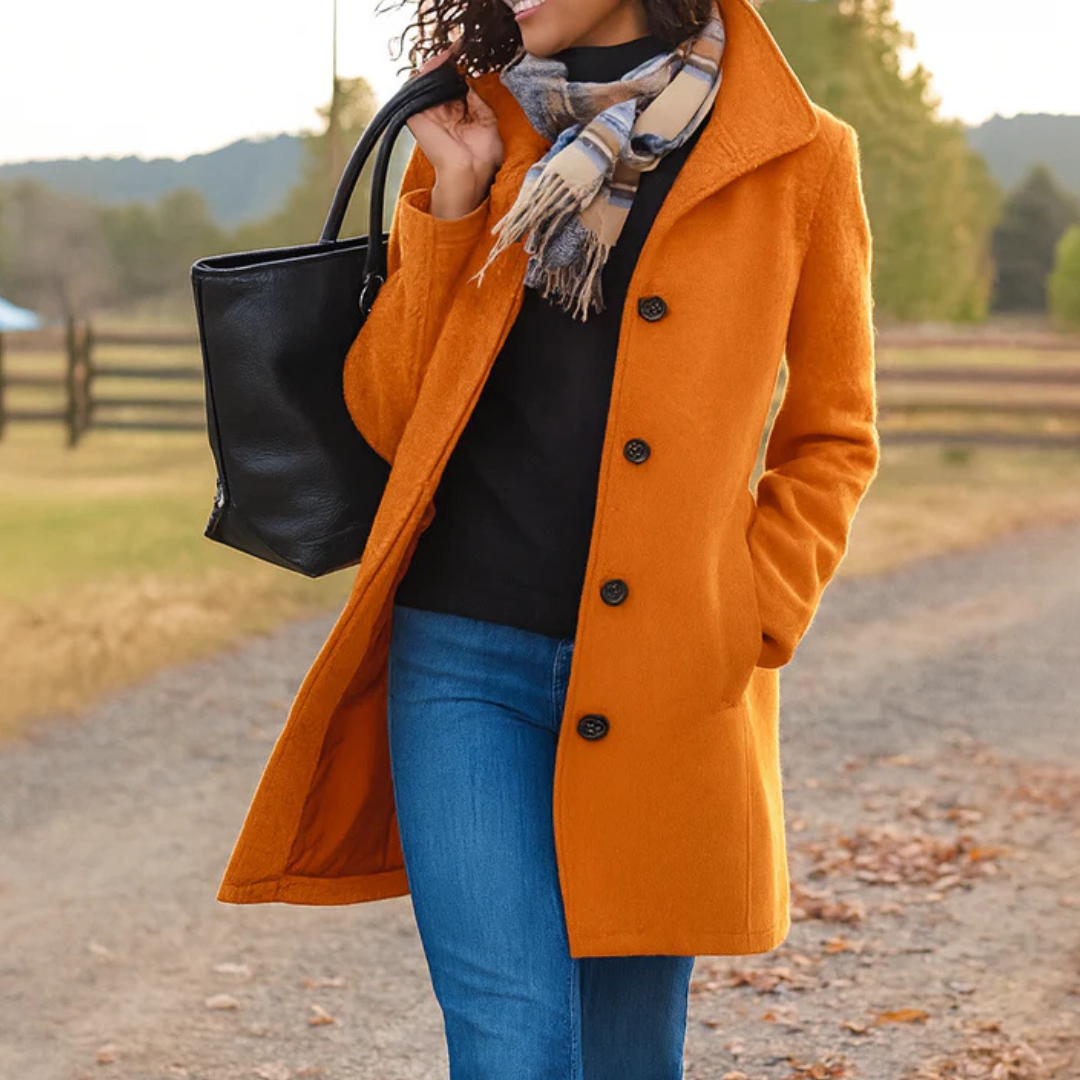Jocelyne - Manteau Boutonné Coupe Droite