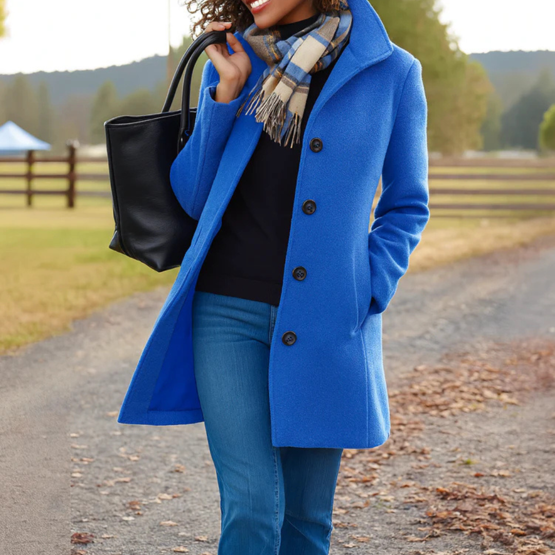 Jocelyne - Manteau Boutonné Coupe Droite