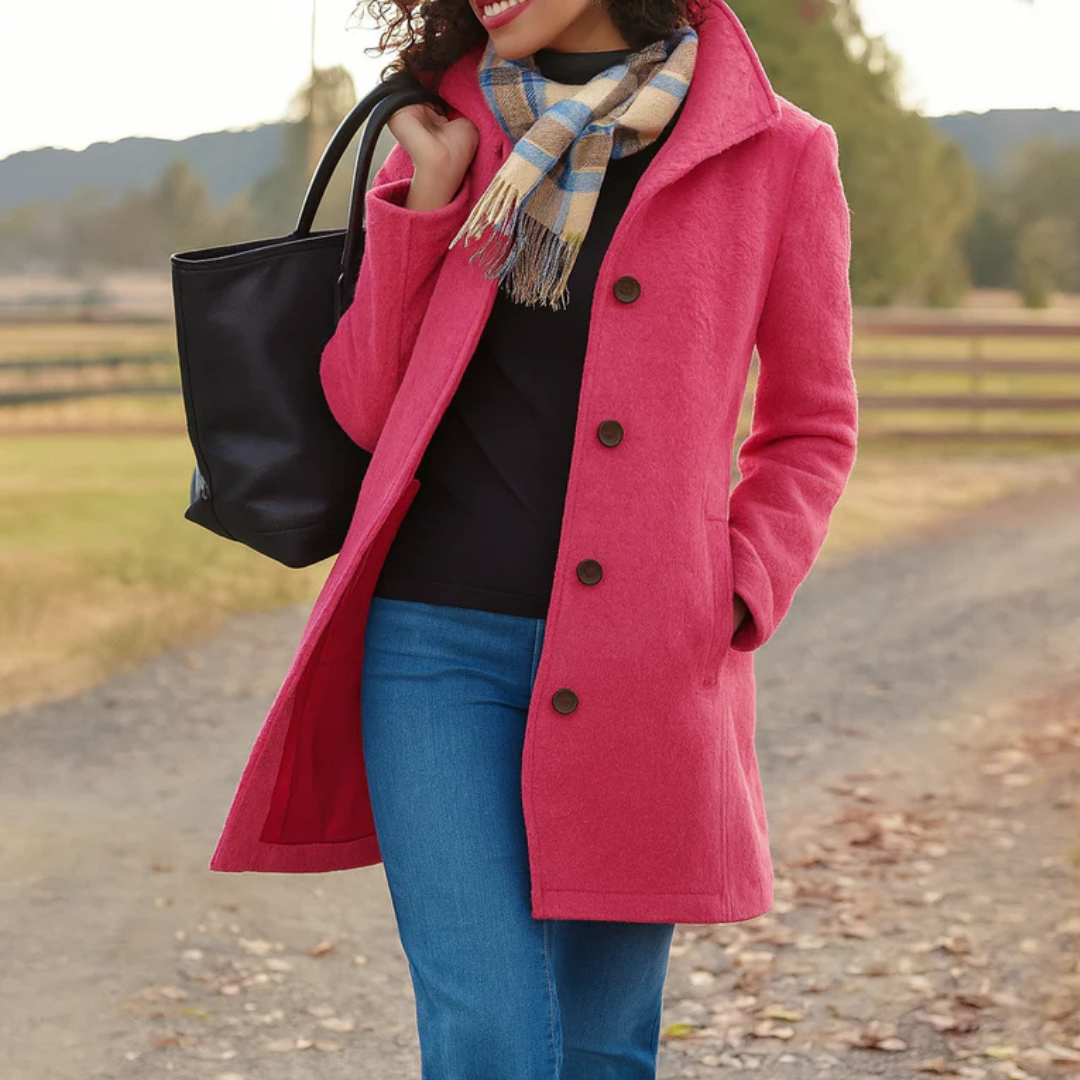 Jocelyne - Manteau Boutonné Coupe Droite