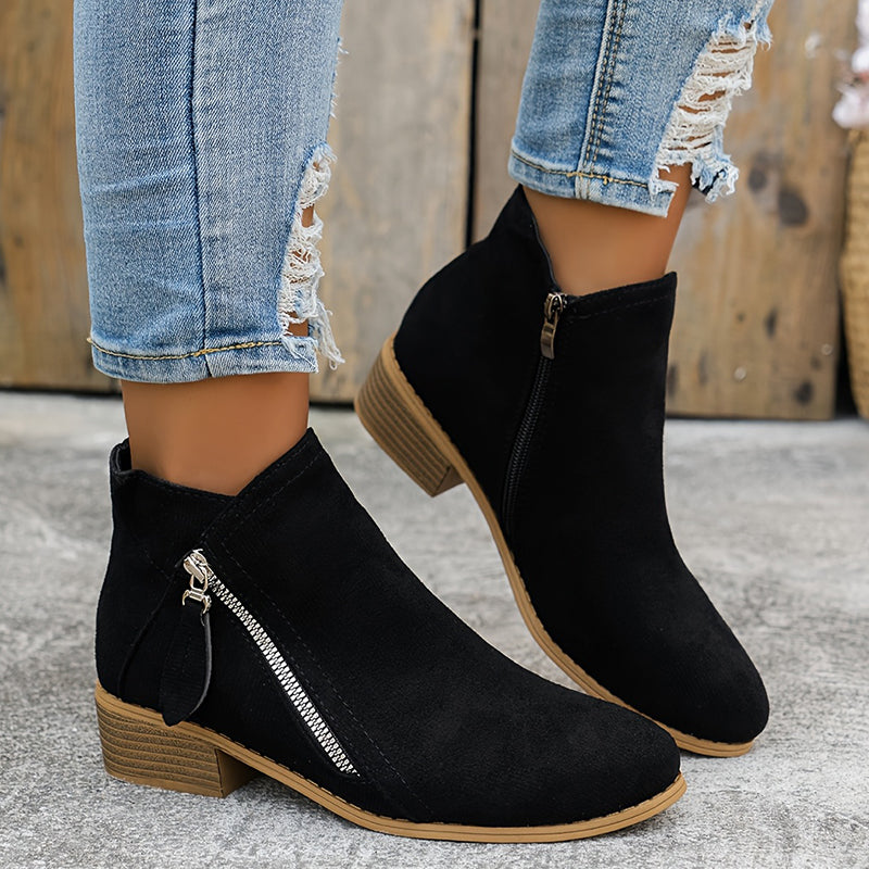 Joëlle - Chaussures Zippées Talon Bloc